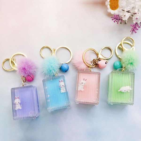 

new ins cartoon floating into the oil travel box keychain female fashion bag pendant, Silver
