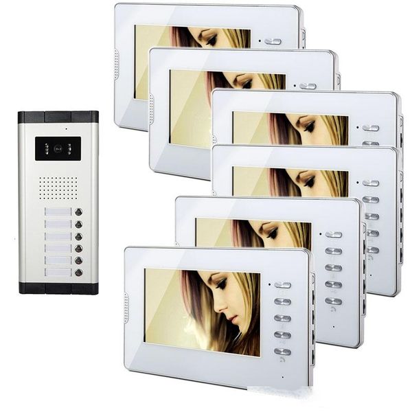 

xinsilu one to six video doorphone kit configuration professional 7 inch display 1v6 video intercom phone v70d-520c-6