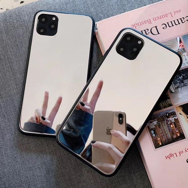 

1pcs fashion mirror glass mirror phone case for iphone 6s 7 8 x xr xs 11 pro max mobile phone drop protection case