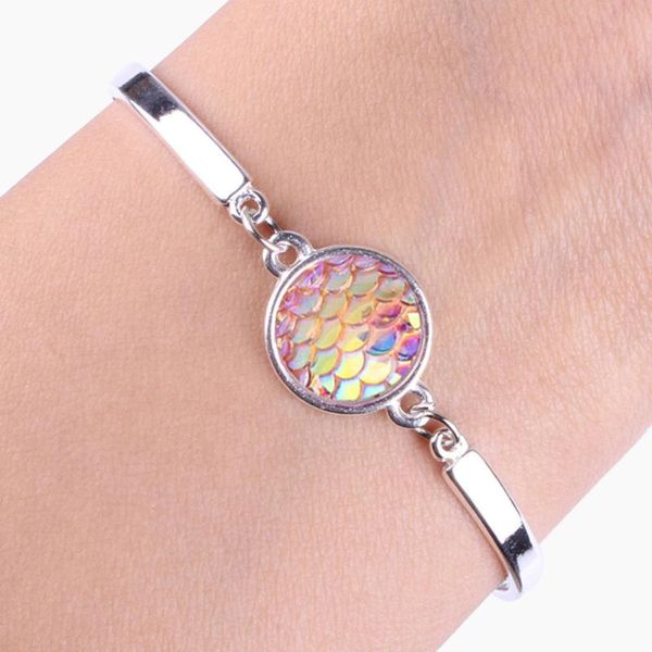 

mermaid bracelet bangle fish scale bracelet mermaid jewelery fantasy (pink, Silver