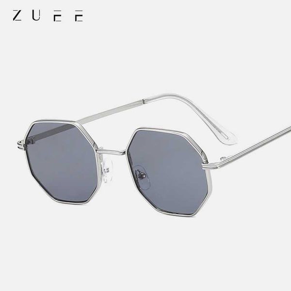 

fashion octagon sunglasses women gold black brown small sun glasses for men polygon metal frame male uv400 sunglasses, White;black