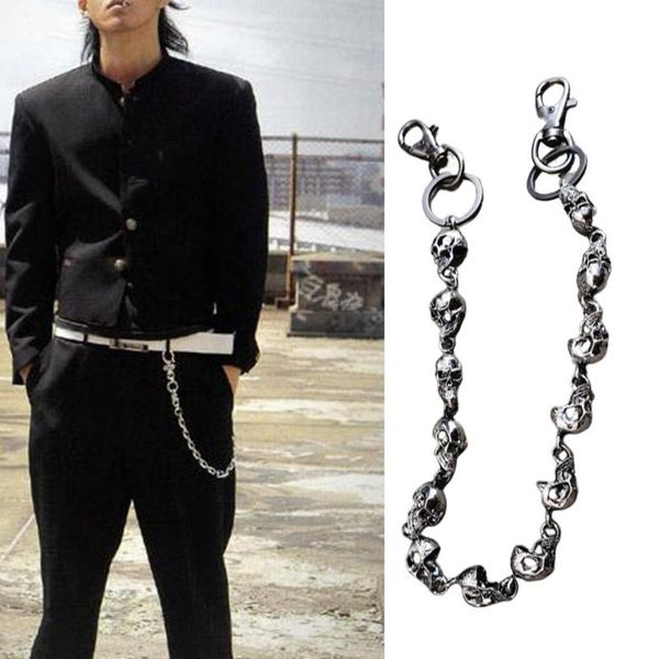 

alternative skull connected metal pants chain big devil dark hip hop personality japanese trend waist chain versatile men and wo, Silver