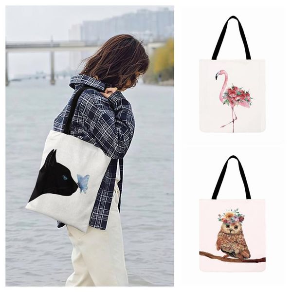 

fashion shopping bag outdoor beach bag cartoon literary animal painting print tote for women casual tote ladies shoulder