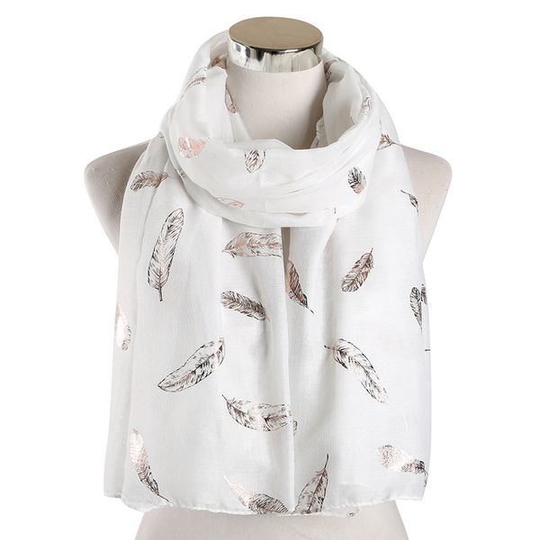 

scarves cross-border bronzing feather scarf female headcloth long thin shawl wholesale, Blue;gray