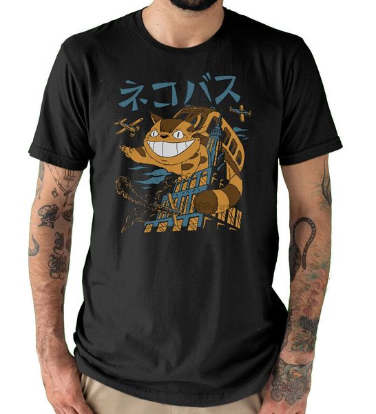 

cat bus king kong t-shirt ladies &amp men black t-shirts