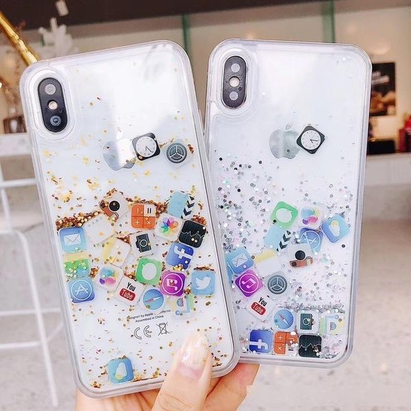

suitable for iphone xs phone shell liquid quicksand x 8 7 6plus trendy love protective case