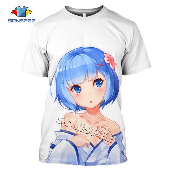 

re:zero ram and rem 3d anime summer street wear men 3d print shirts harajuku aesthetic comics men clothing