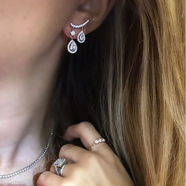 

dangle & chandelier bridal wedding engagment luxury fashion jewelry tear drop cz cubic zirconia modern summer bling women earring, Silver