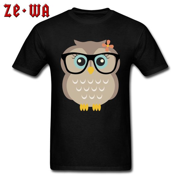 

print t shirt for student cute gentle and quiet girl owl picture tshirt men's leisure fashion short sleeve cotton