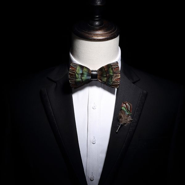 

neck ties fashion male men's natural feather classic business wedding groom groomsmen men and women bow tie set, Blue;purple
