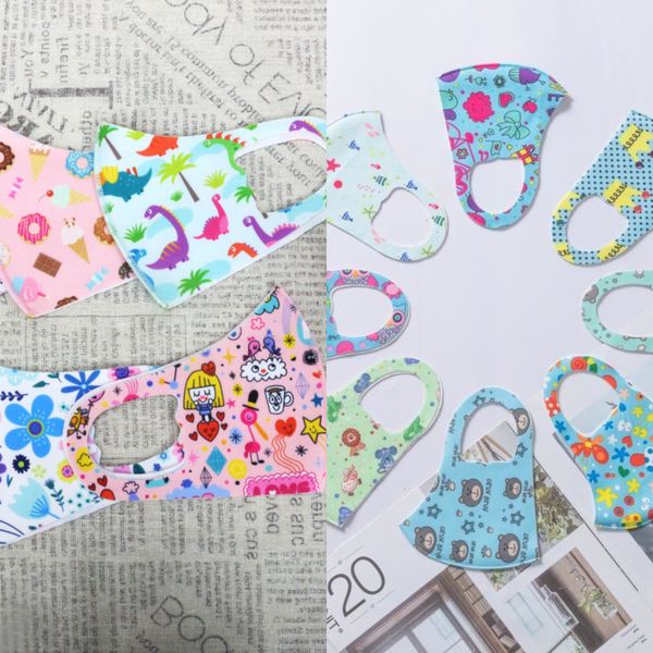 

face kids 2020 cute cartoon washable mouth mask dustproof protective reusable ice silk cotton anti-dust pm2.5 party masks1