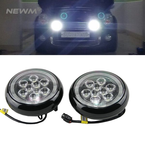 

6000k led daytime running lights drl with angel eyes led front bumper light fog lamp for mini
