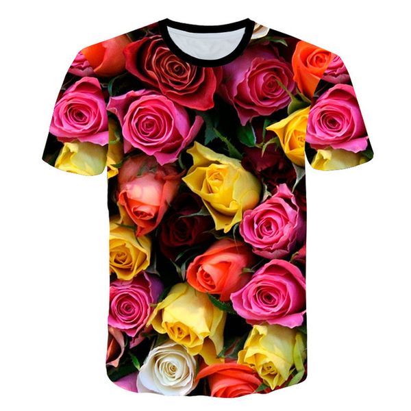 

new love beautiful rose flower 3d print shirts plus size plus size horror men clothing