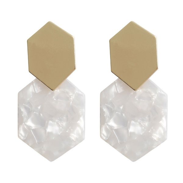 

dangle & chandelier simple hexagon shape acrylic drop earrings for women party prom fashion geometric jewelry accessory, Silver