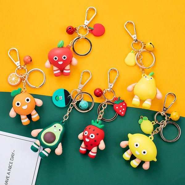 

avocado cartoon keychain female cute fruit car key pendant creative personality schoolbag pendant key chain, Silver