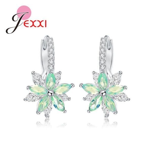 

dangle & chandelier zircon drop earrings for women gifts 925 sterling silver summer flower design ladies fashion jewelry 4 color