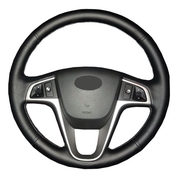 Capa de volante de couro artificial capa para Hyundai Solaris Verna I20 2008-2012 Accent / Custom Made Dedicated Steering-roda