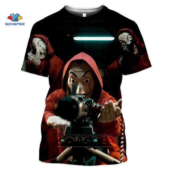 

summer la casa de papel money heist tv series house of paper 3d print shirts funny humor harajuku men clothing