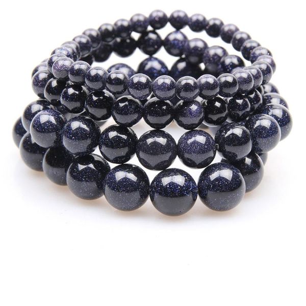 

charm bracelets natural dark blue gold sand bracelet men 6mm 8mm 10mm 12mm beaded brazalete hombre yoga jewelry armband pulseras, Golden;silver