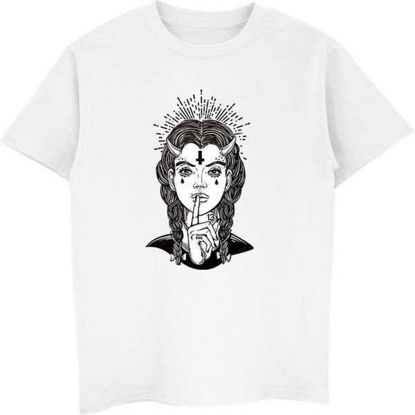 

fashion occult biker tattoo tshirt - gothic demon print t-shirt men casual tees hip hop streetwear harajuku