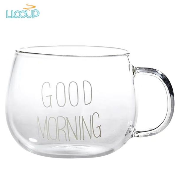 

mugs glass pot belly brief style transparent breakfast cup high temperature resistance creative coffee milk yogurt oat