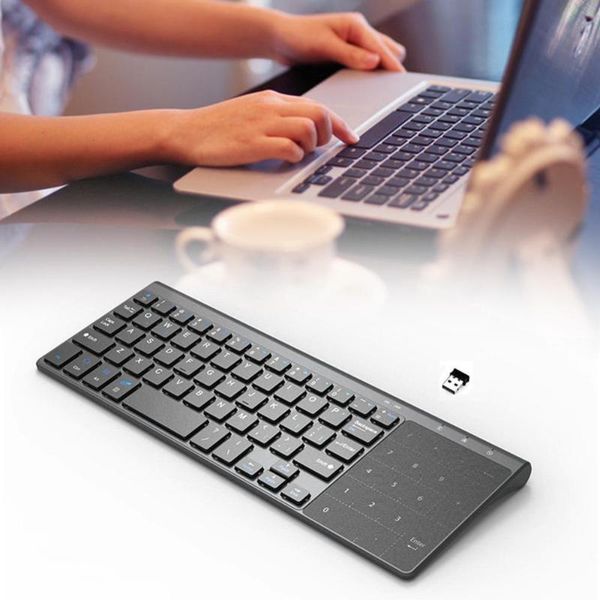 

portable 2.4g wireless keyboard with number touchpad thin numeric keypad for android windows desklappc tv box