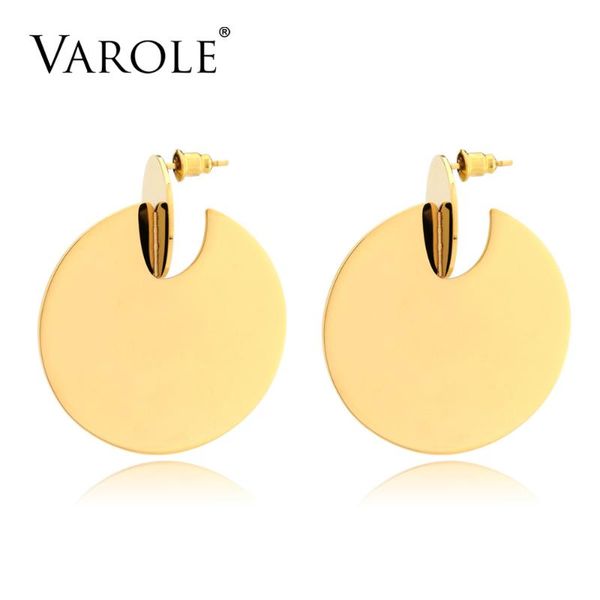

varole 2020 big circle dangle earrings shiny gold drop earrings for women fashion jewelry feminino longos brincos grande, Silver