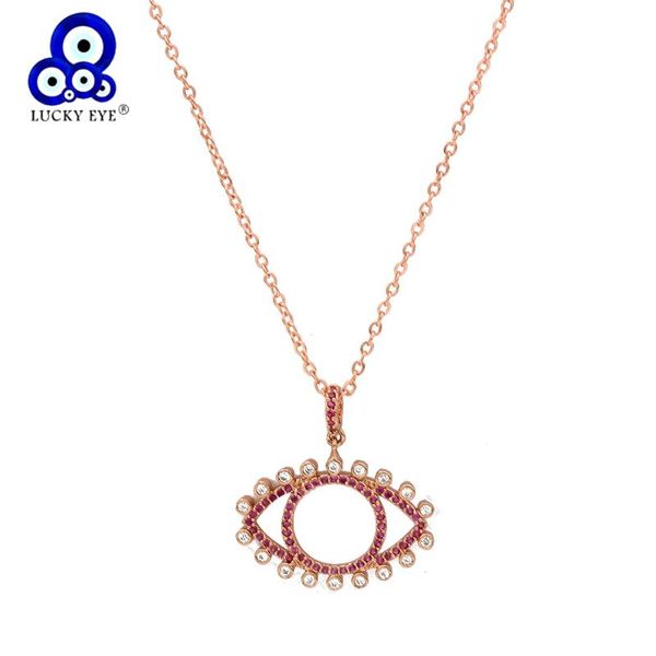 

lucky eye hollow turkish evil eye pendant necklace rose gold silver color long chain necklace for women girls jewelry bd376