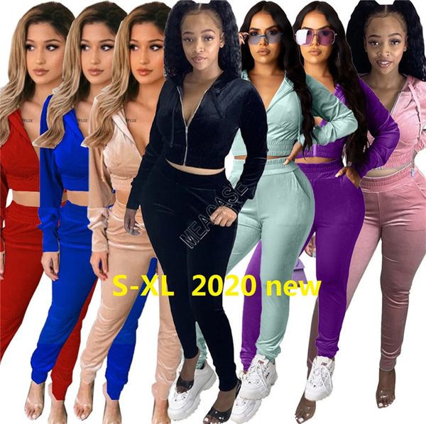 

women designer tracksuit zipper hooded crop legging pants outfits two piece clothes sets autumn winter sportwear fashion suit new d92307, White