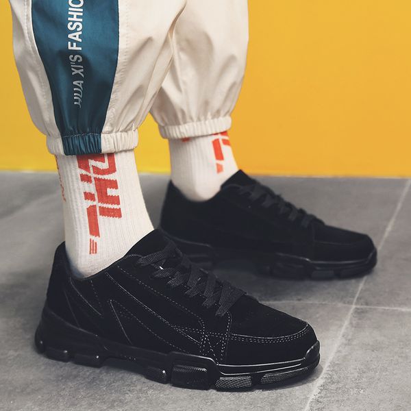 

boots ankle for men business mens low help casual shoes outdoor leather winter sneakers chaussure homme, Black