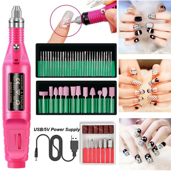

nail drill & accessories 54pcs/set electric manicure bits equipment grinder polish remove cuticle dead skin pedicure file tools