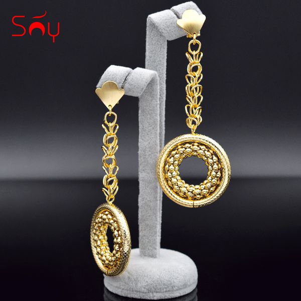 

dangle & chandelier sunny jewelry classic round earrings for women long drop dubai fashion big party engagement gift, Silver