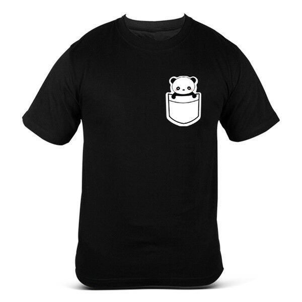 

cute panda bear pocket design birthday gift streetwear funny mens t-shirt homme plus size tee shirt