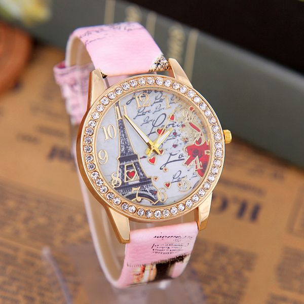 

new selling women's watch fashion inlaid diamond watch graffiti charming watchband flower strap lady, Slivery;brown