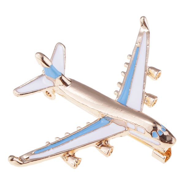 

blue white enamel 3d airplane design students uniform badge brooch pin, Gray