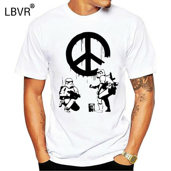 

men tshirt short sleeve banksy troopers (peace) movies t shirt one neck women t-shirt