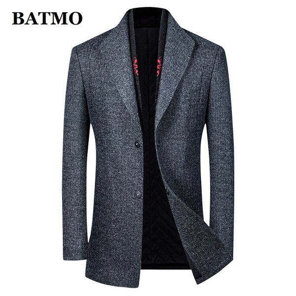 

batmo 2020 new arrival autumn wool casual striped trench coat men,men's wool jackets,plus-size m-4xl 6603, Black