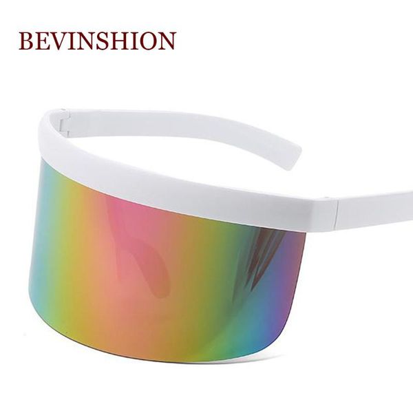 

sunglasses luxury oversized big frame one piece women men windproof insectproof salivaproof mask style sun glasses goggles, White;black