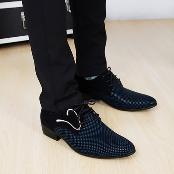 

men dress shoes fashion pointed toe wedding shoes mens oxfords lace up formal business wedding office comfort men, Black