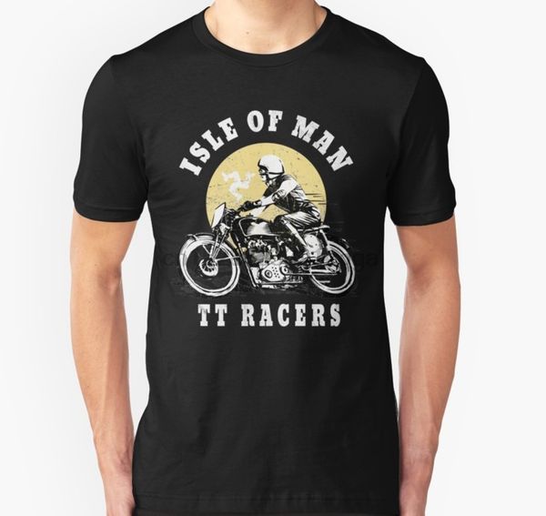 

men short sleeve tshirt isle of man tt manx flag retro vintage biker racing t shirt women t-shirt