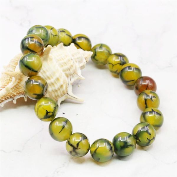 

fashion diy round 8 10mm dragon veins agates onyx bangle bracelet beads jewelry making natural stone 7.5inch wholesale price, Black