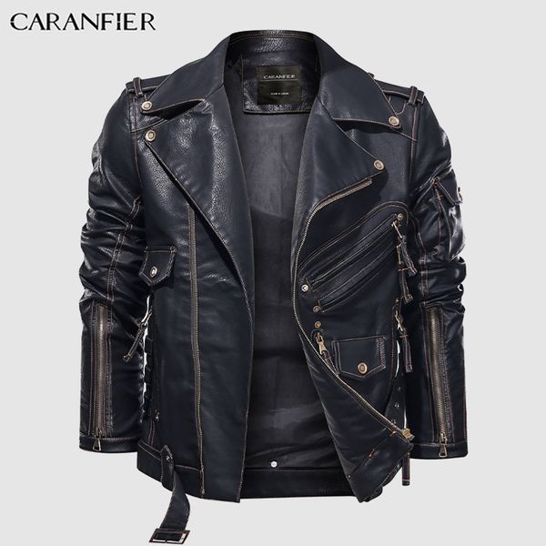 

men clothing vintage mens jackets coats motorcycle biker faux leather jacket men classic high-quality handmade jackets, Black