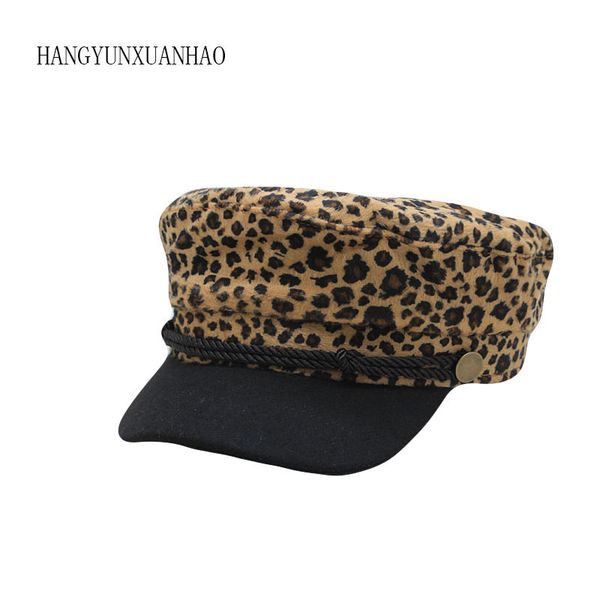 

vintage woolen leopard print casual hat women rope flat winter cap female casual baseball hats fashion accessories, Blue;gray