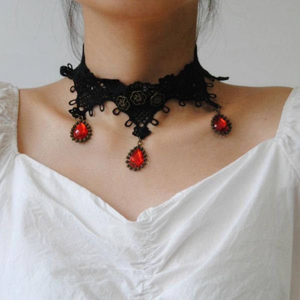 

chokers vintage lace choker necklace for women accessories false collar statement gothic lady wedding jewelry, Golden;silver