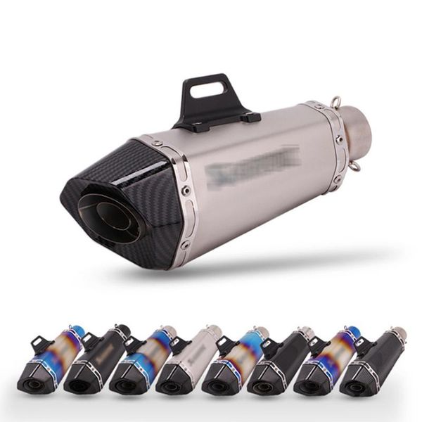 

51mm motorcycle exhaust pipe with muffler modify motocross exhaust muffler for fz6 cbr250 cb600 mt07 atv dirt pit bike scooter