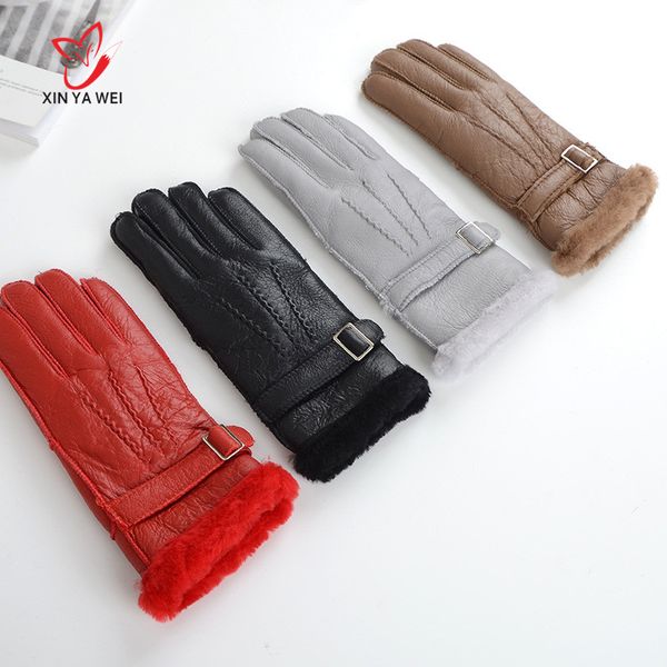 

100% winter genuine sheepskin gloves, women' warm gloves made of genuine sheepsaskin and chmere, women' gloves made cn-456#, Blue;gray