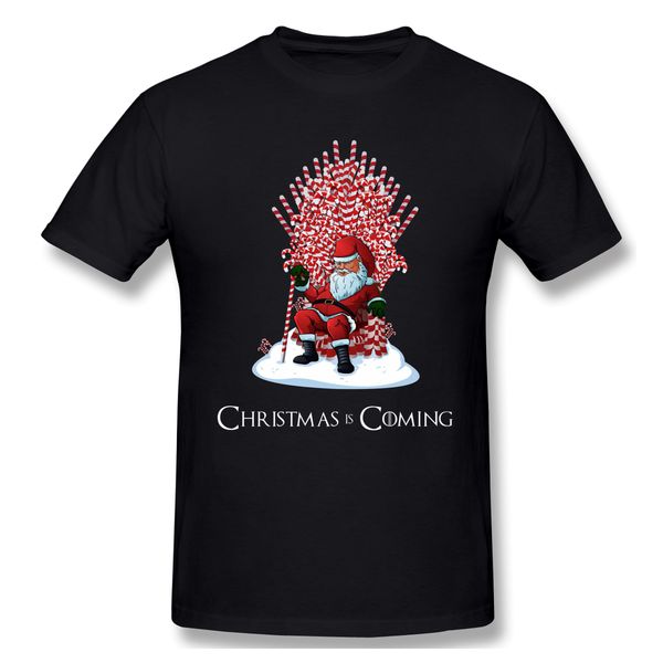 

t shirts men christmas is coming santa candy cane throne t-shirt 100% cotton game of throne pure cotton tees