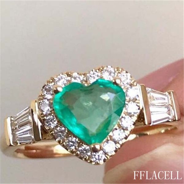 

wedding rings fflacell 2021 fashion gold plated inlaid peach heart zircon ring female party engagement jewelry gift, Slivery;golden