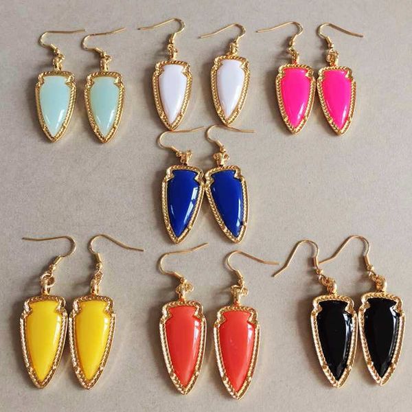 Ins Moda Kadın Şeker Renk Reçine Hoop Küpe Yüksek Kalite 18 K Altın Ok Dangle Küpe Jewellry