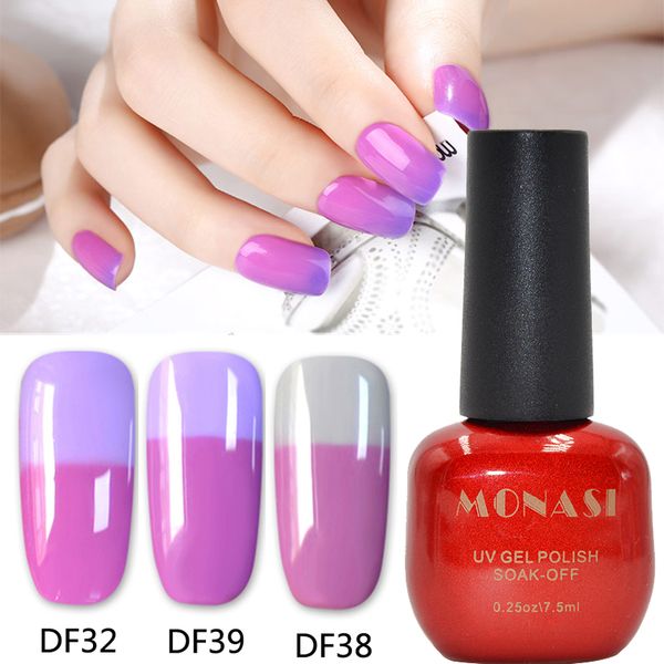 

nail gel 7.5ml/pcs 60 colors uv lacquer temperature change color varnish vernis semi permanent thermal polish (24-60), Red;pink